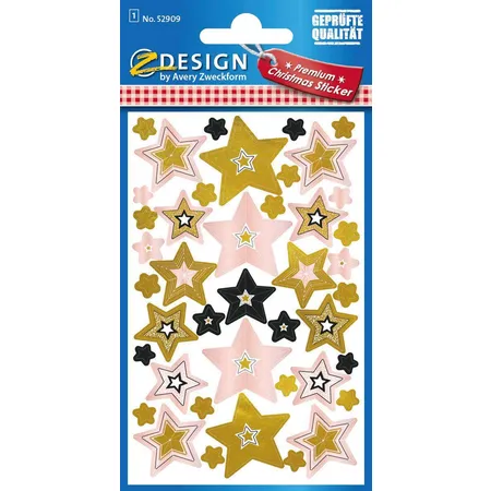 Avery Zweckform Z-Design 52909, Stern-Sticker, Sterne, 42 Aufkleber