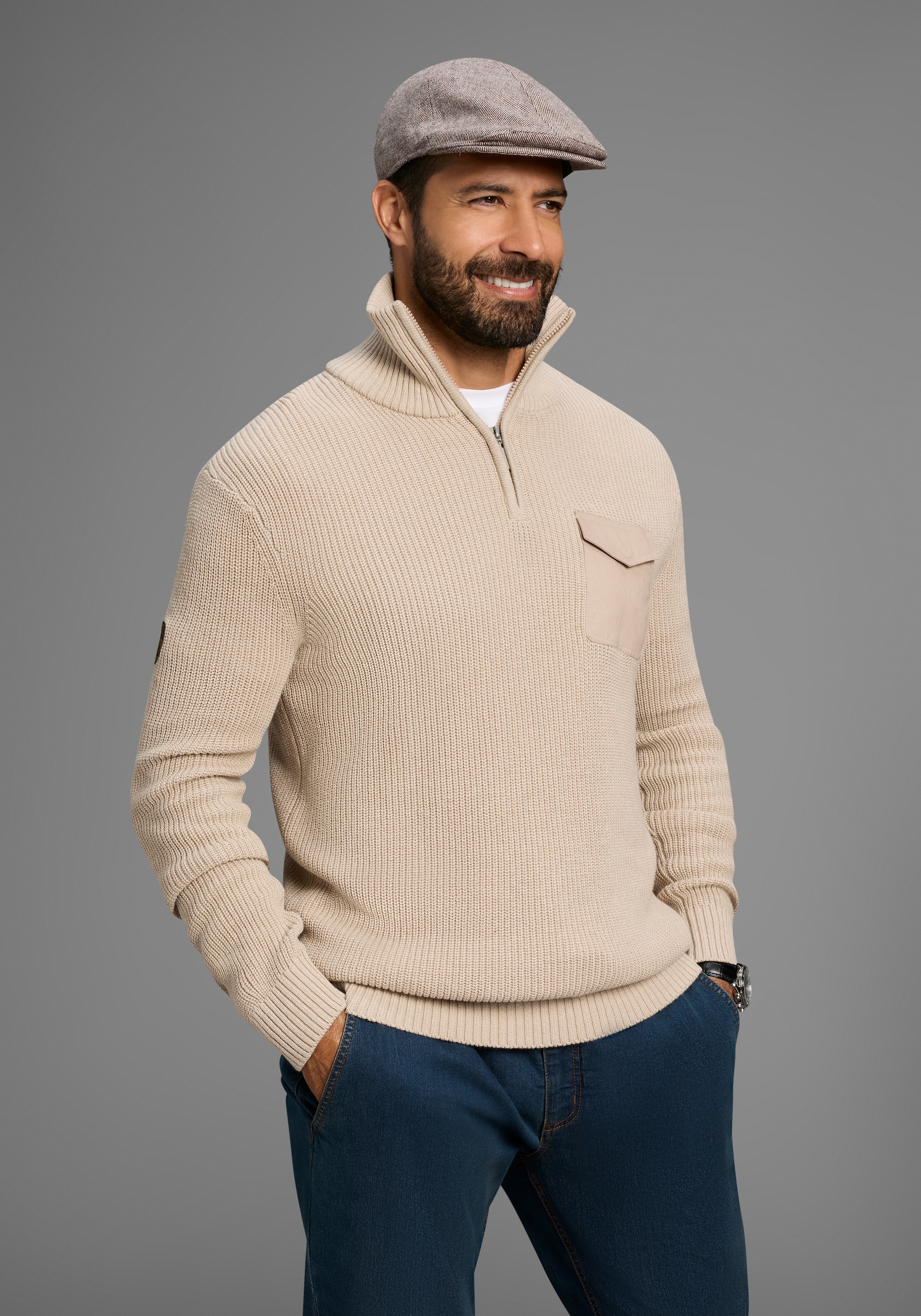 Man's World Schiebermütze , im modischen Tweed-Look mit wärmenden Futter - NEW