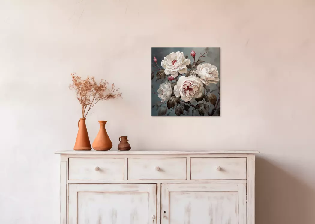Wandbild 30 x 30 cm Roses On Silver I