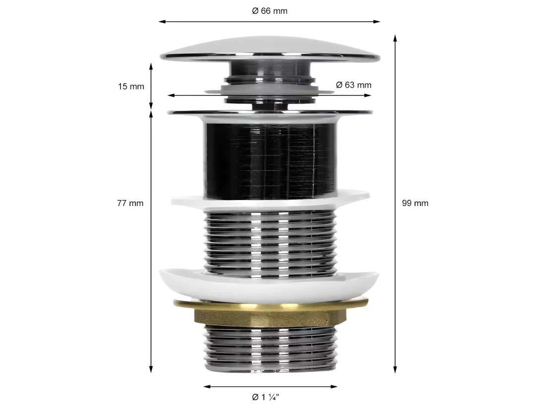 Bonde de lavabo pop up bouchon de vidange clic-clac chromé 90 mm ECD Germany