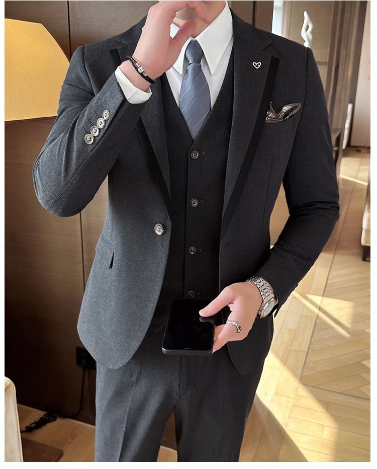 Deepwood - Set: Reversblazer + Vest met knopen + Pantalon