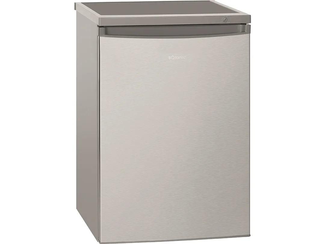 Bomann KS 2184 - Køleskab med fryseenhed - bredde: 56 cm - dybde: 57.5 cm - højde: 84.5 cm - 120 liter - Klasse E - rustfritstål look