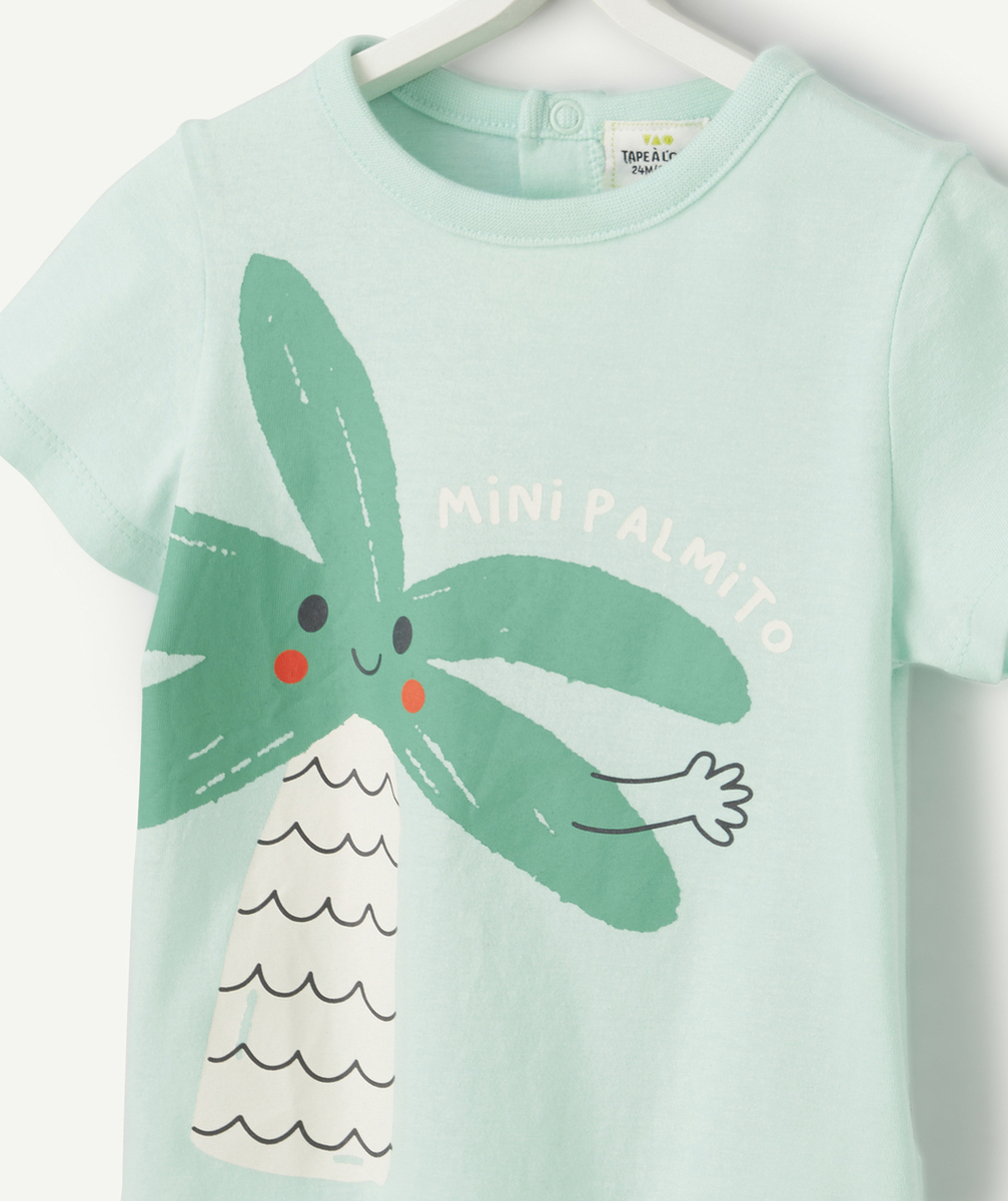 t-shirt bébé garçon en coton bio vert avec palmier et message