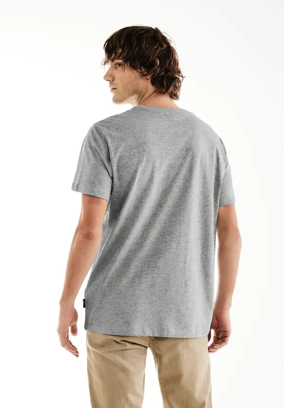 T-Shirt mit Brustprint - cloud grey melange
