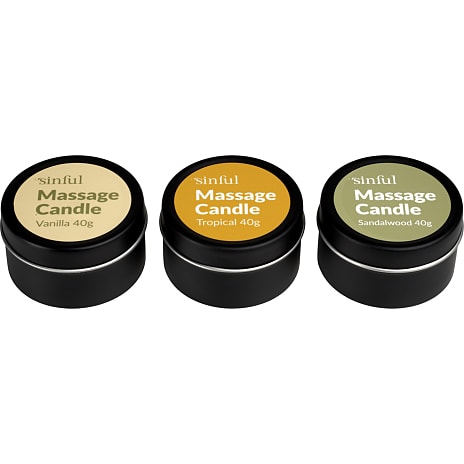 Sinful massagelys sæt 3 x 40 g