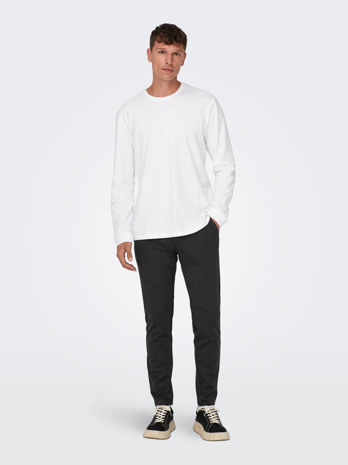 ONSMARK Slim Fit Chino Hose Dark Grey Melange