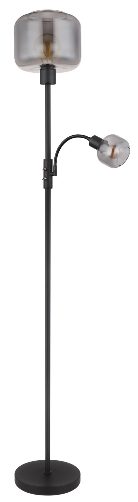 Stehleuchte - schwarz-rauchfarben - Kippschalter - 165 cm hoch