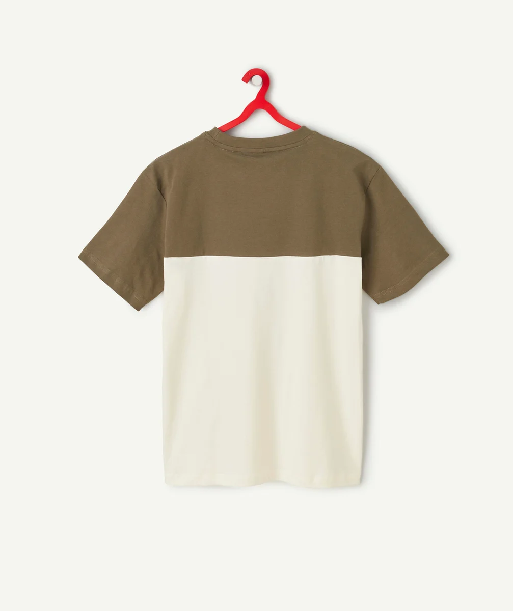 t-shirt manches courtes garçon en coton bio bi colore arizona avec poche
