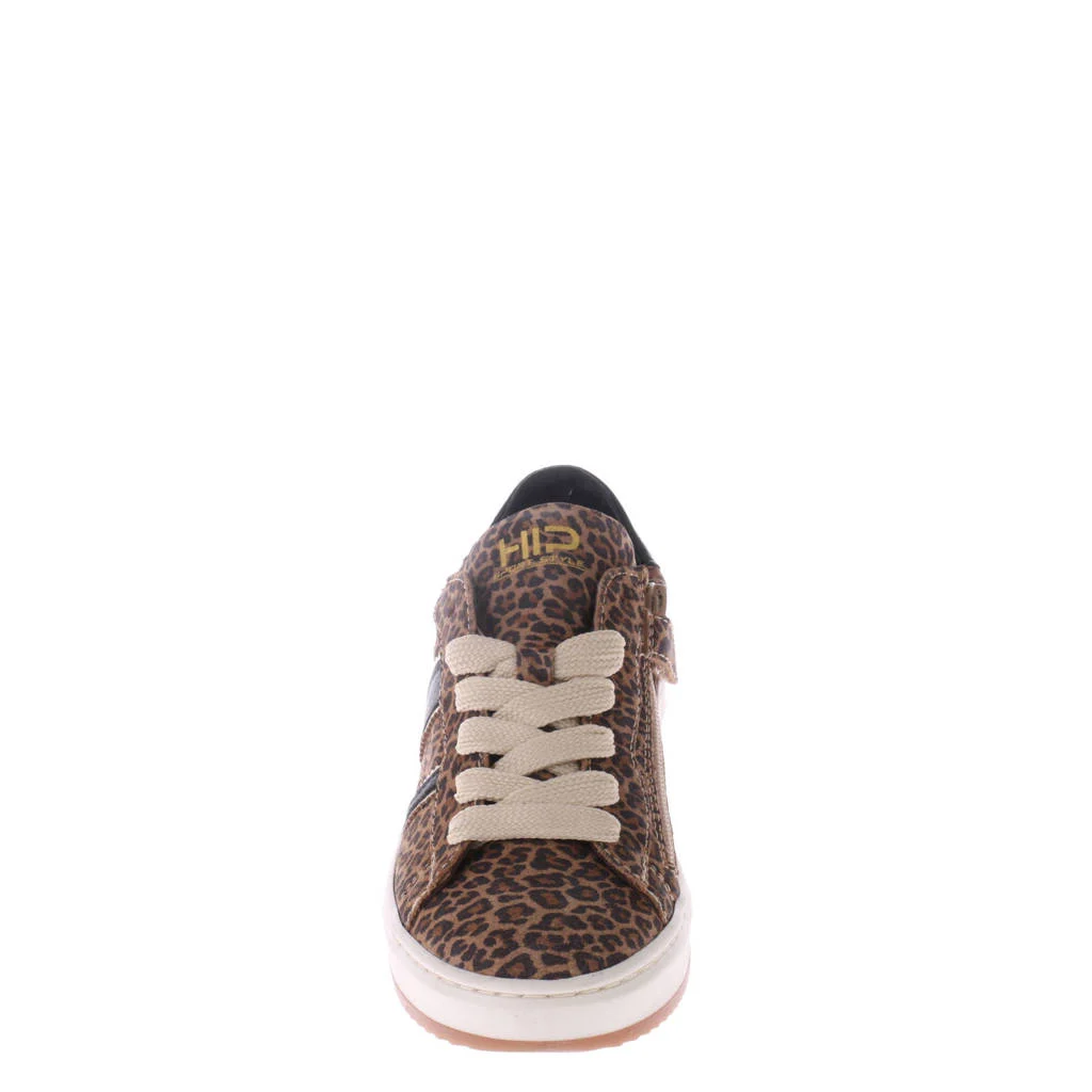 Hip suède sneakers met panterprint cognac/zwart
