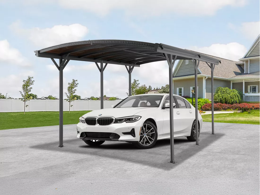 Extension pour carport pergola autoportant en aluminium - 1 voiture - L505 x H239 cm - 15,15 m² - Gris anthracite - BARESA