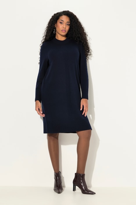 Strickkleid, Rippstrickstreifen, Stehkragen, Langarm