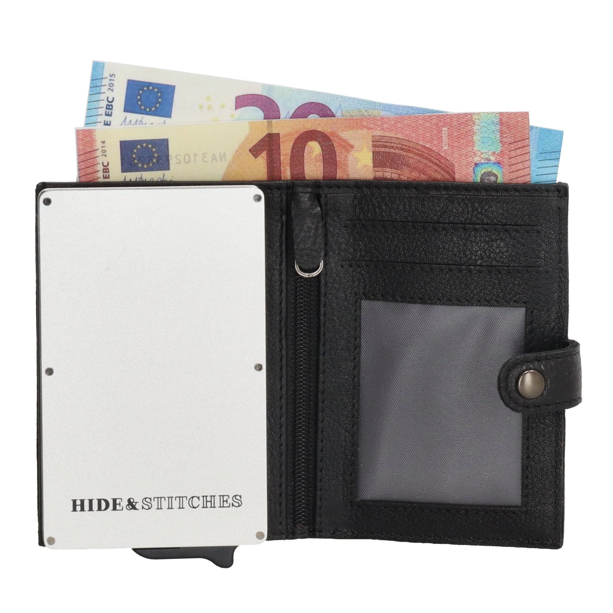 Hide & Stitches Paint Rock Safety Wallet Zwart
