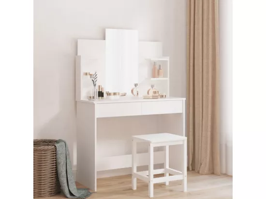 Coiffeuse avec miroir blanc 96x39x142 cm