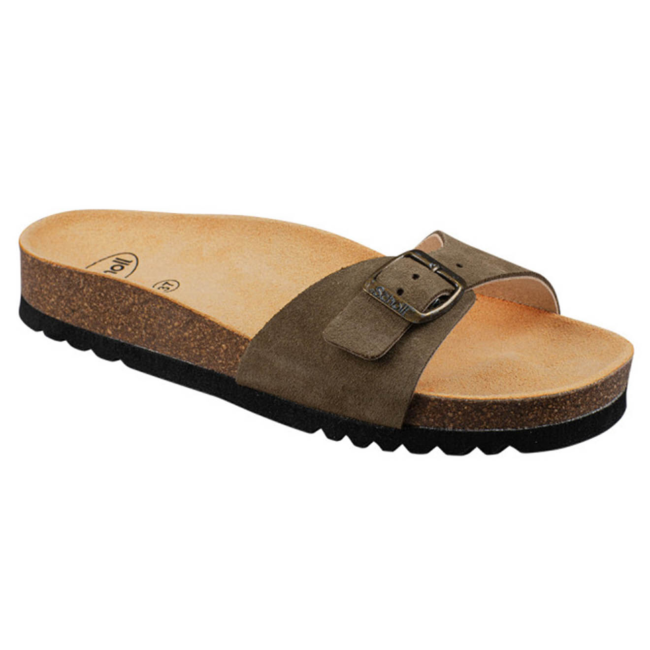Scholl Mules en Velours de Cuir Estelle kaki