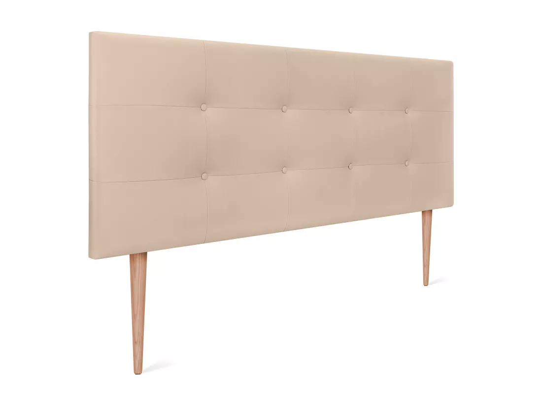 DHOME Tête de Lit en Similicuir Capitonnée 160x115cm avec Pieds Lit 150/160 - Beige