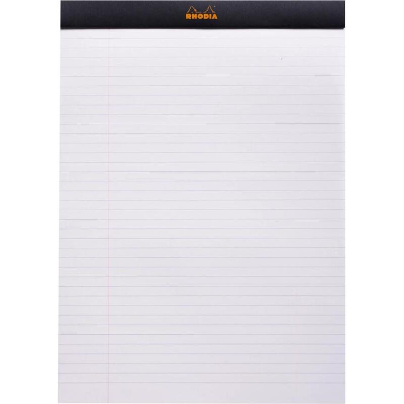 Bloc agrafé N°18 A4 80 feuilles lignées + marge 80 g - Noir