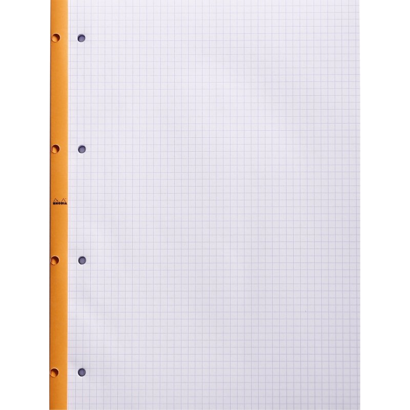 Bloc de cours, format A4, quadrillé, orange, 80 feuilles