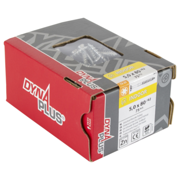 Dynaplus Schroef universeel platkop verzinkt TX-25 5.0x80 75 stuks