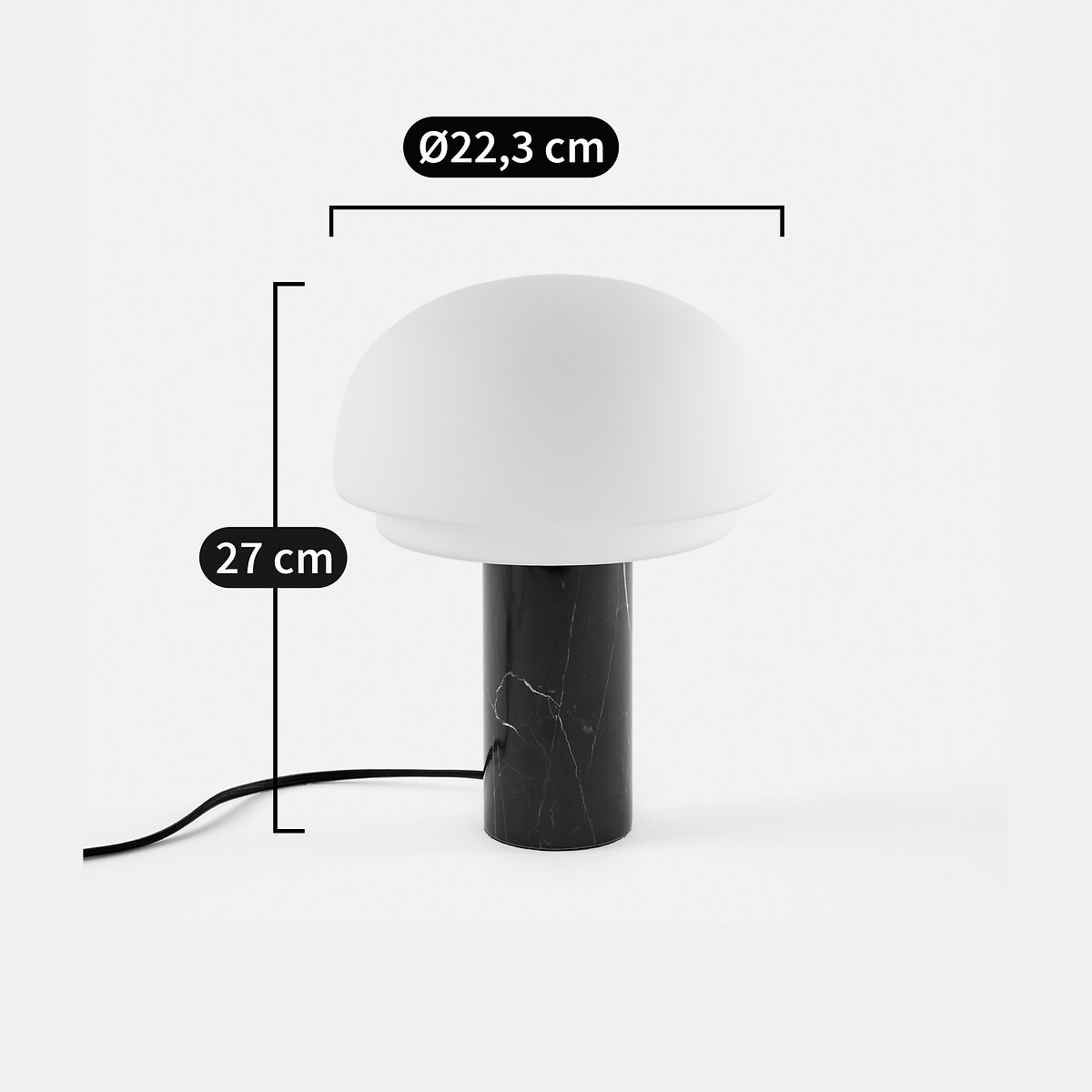 LA REDOUTE INTERIEURS<br>Candeeiro de mesa em opalino e mármore H27.5, Agathilda