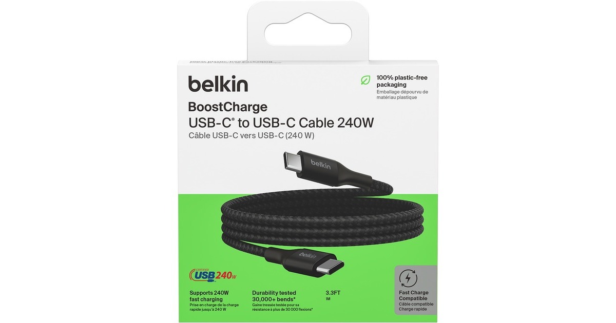 BelkinBoostCharge USB-C > USB-C kabel  (Zwart, 1 meter, 240 W)