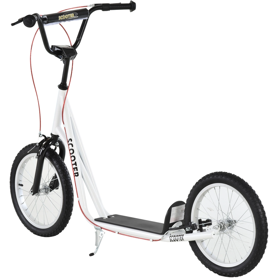 HOMCOM Kinderscooter mit Handbremse weiß