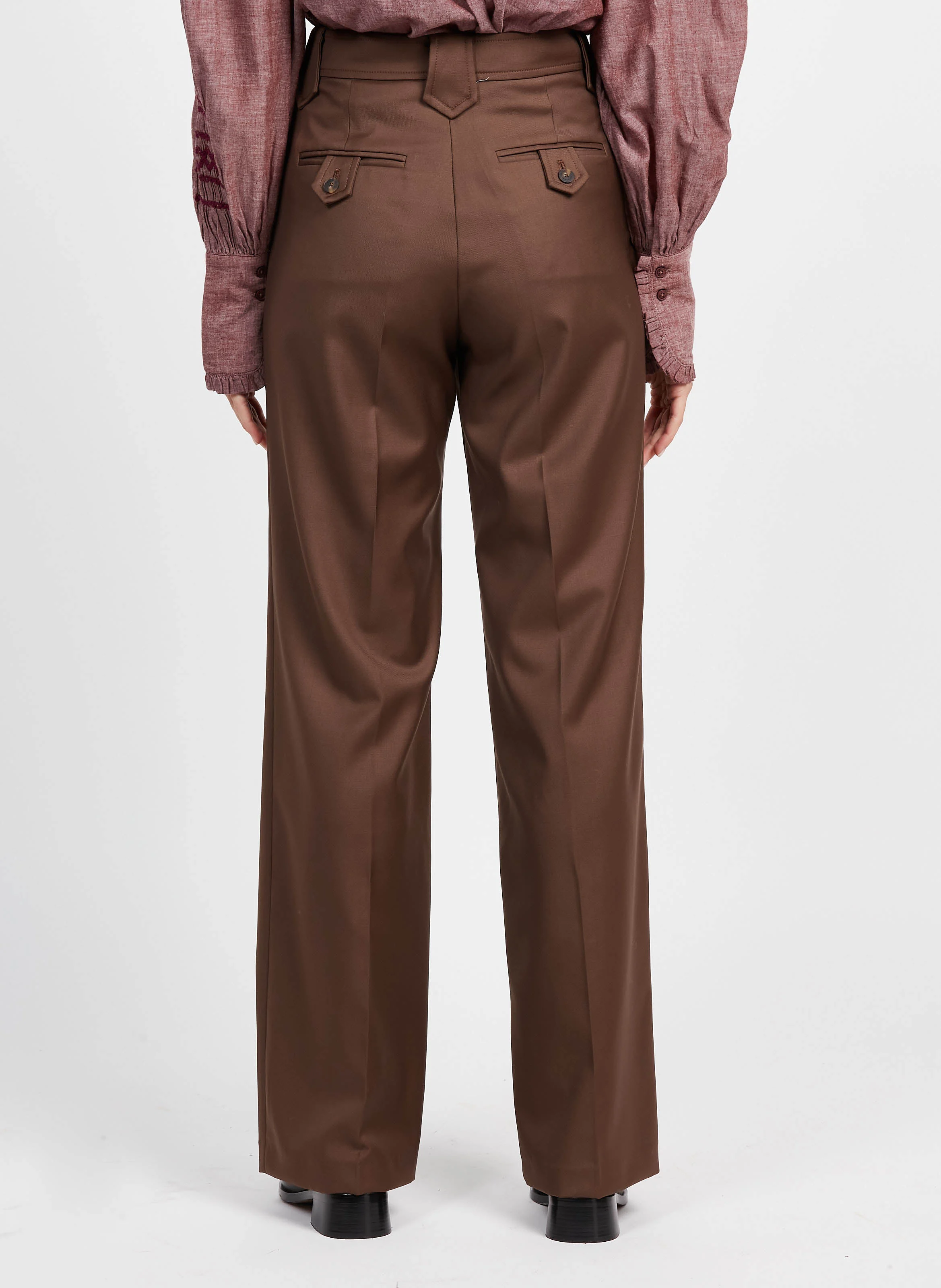 DREW - Pantalon en gabardine de laine | Marron