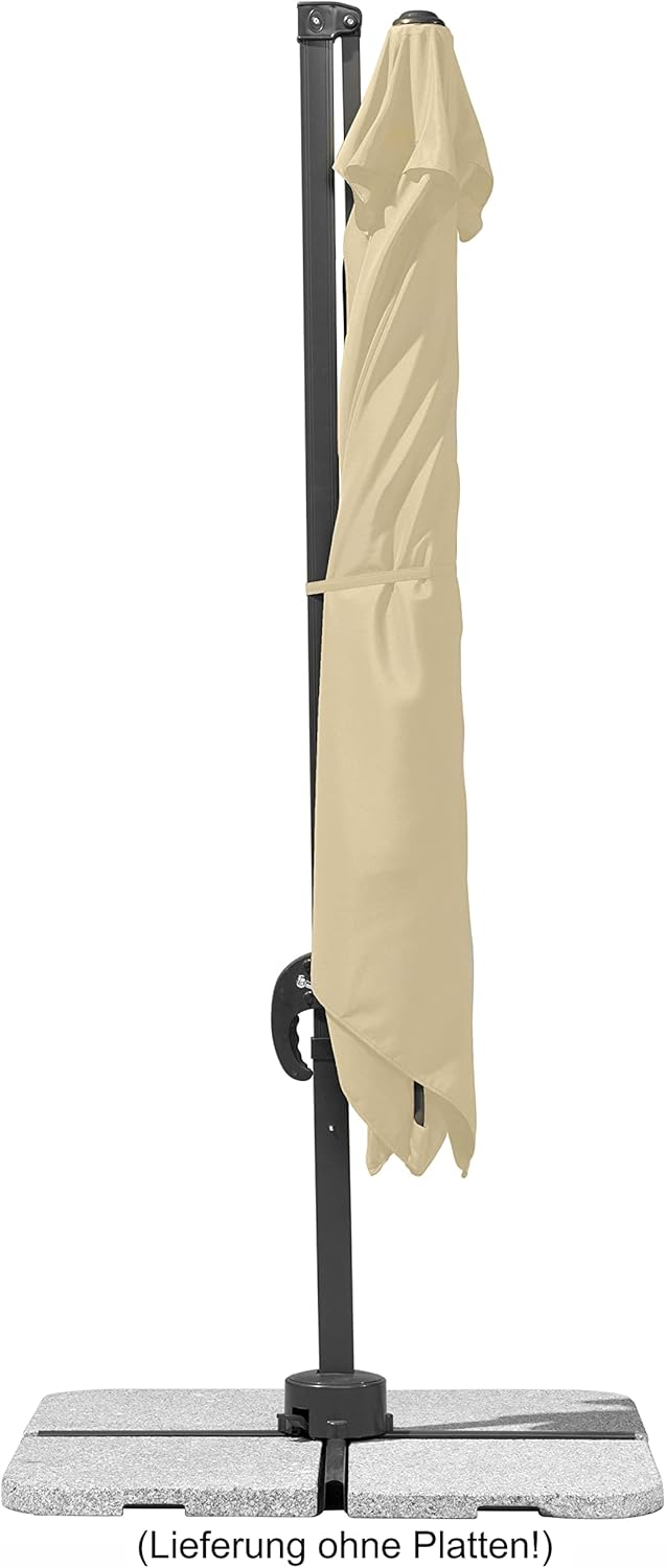 Schneider Sonnenschirm Rhodos Junior, natur, 270 x 270 cm quadratisch, 786-02, Gestell Alu/Stahl, Bespannung Polyester, 18 kg
