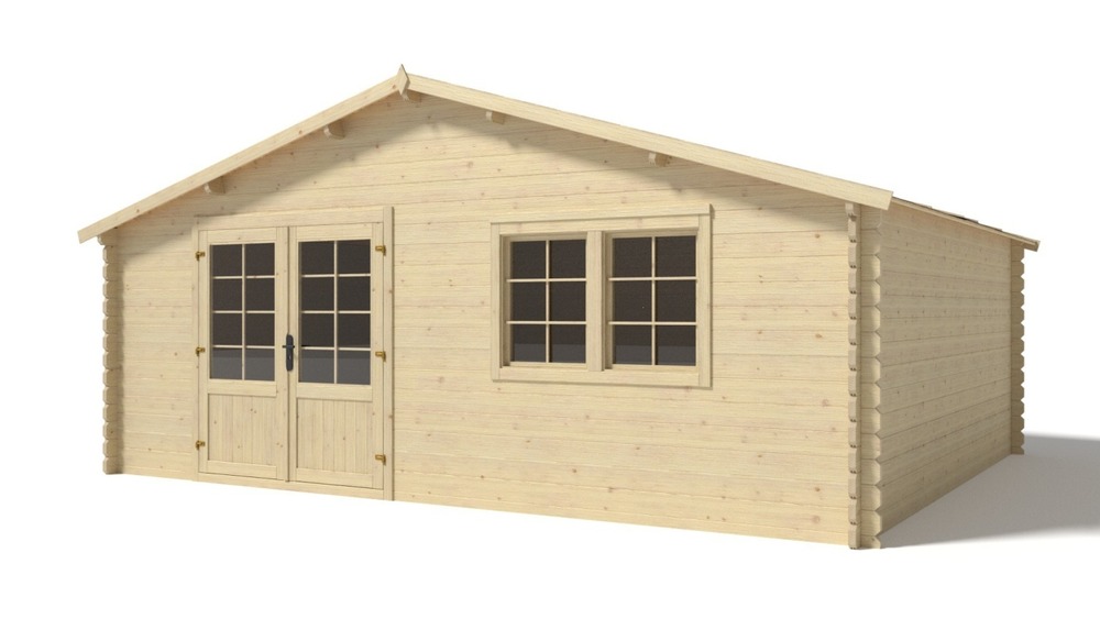 Abri de jardin en bois - 30m2 - 6x5m - ep. 40mm - couleur: naturel