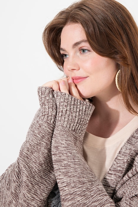 Long-Strickjacke, offenes Modell, Biobaumwolle
