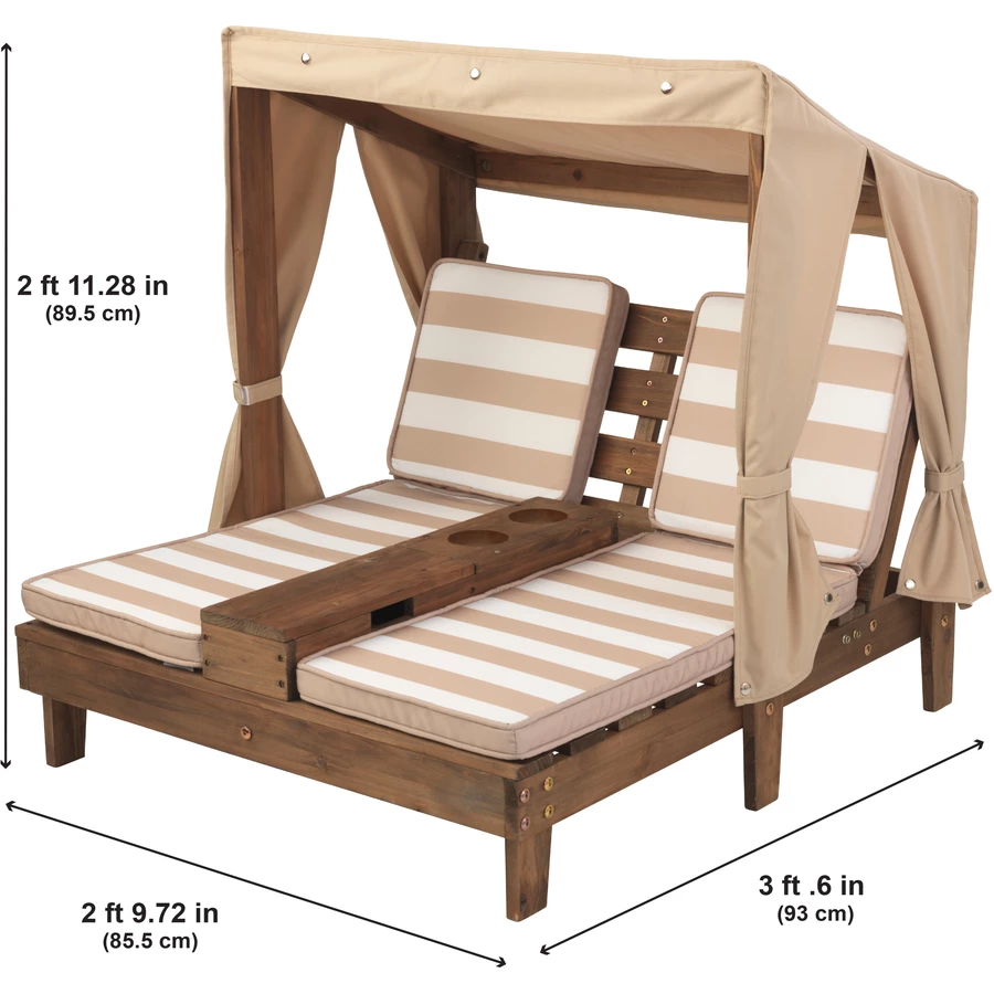 Kidkraft® Doppelte Kinder Sonnenliege mit Getränkehaltern, beige