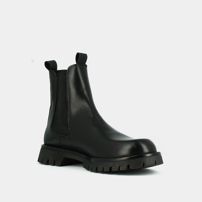 Bottines à plateformes  en cuir noir