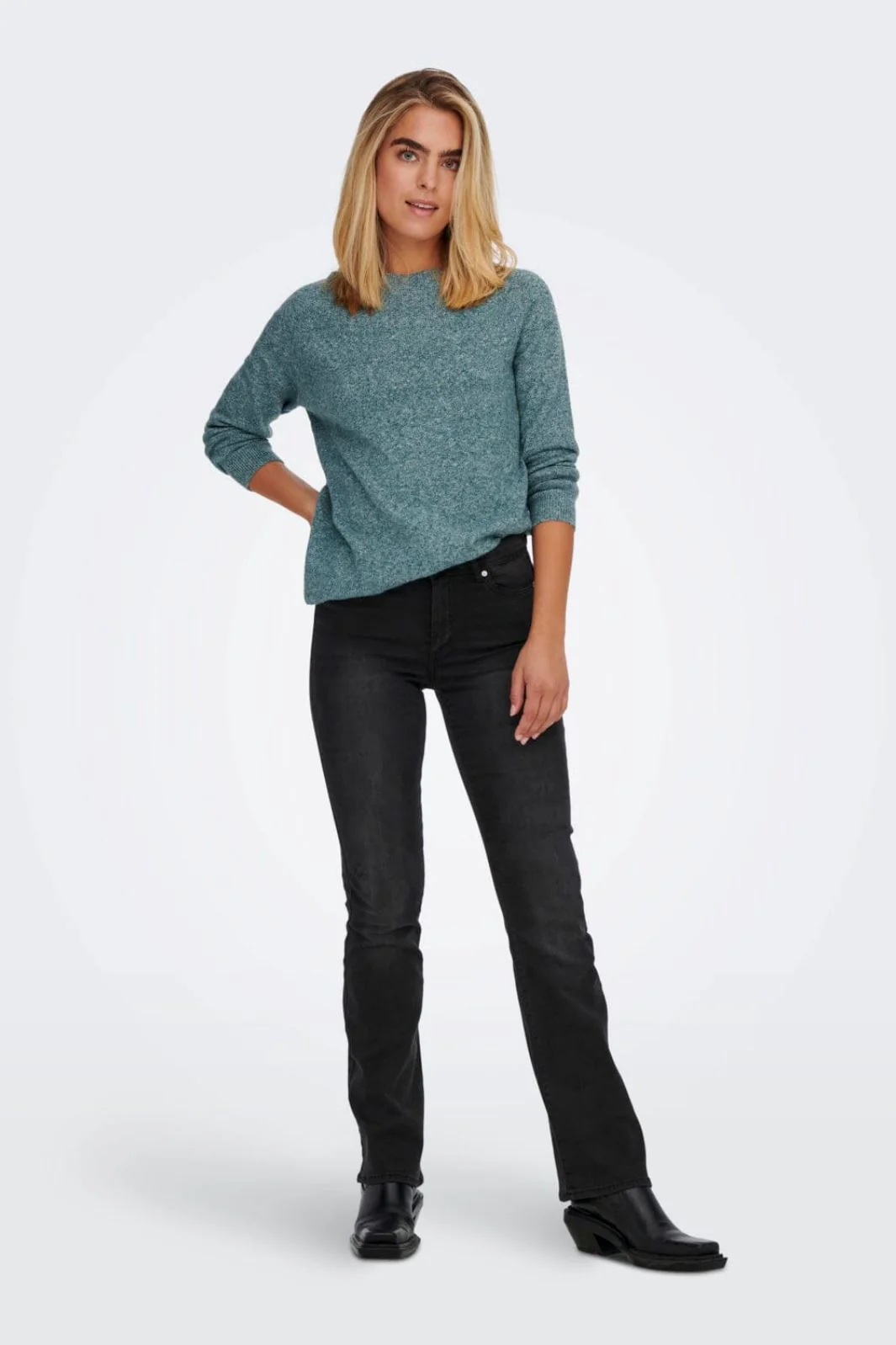 Only Onlrica Life L/S Pullover Knt 4043938 sea moss w melange
