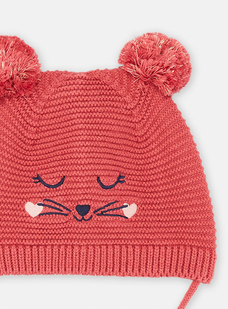 Bonnet rose à motif souris pour bébé fille