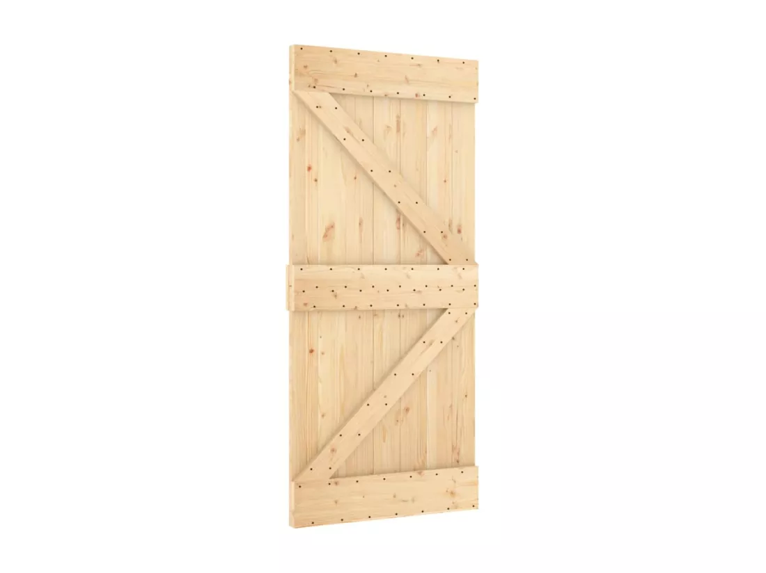 Porte coulissante et kit de quincaillerie 95x210 cm pin massif