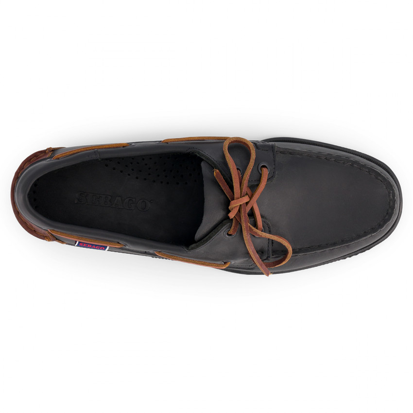 DOCKSIDES PORTLAND CUIR Black Marebago-Chaussures bateau pour homme en cuir