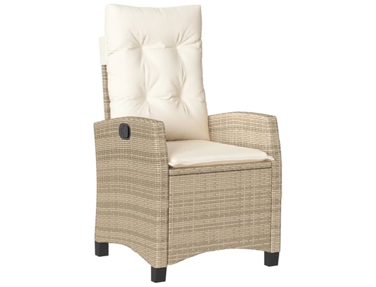 VIDAXL - Chaise inclinable de jardin avec coussins beige résine tress...
