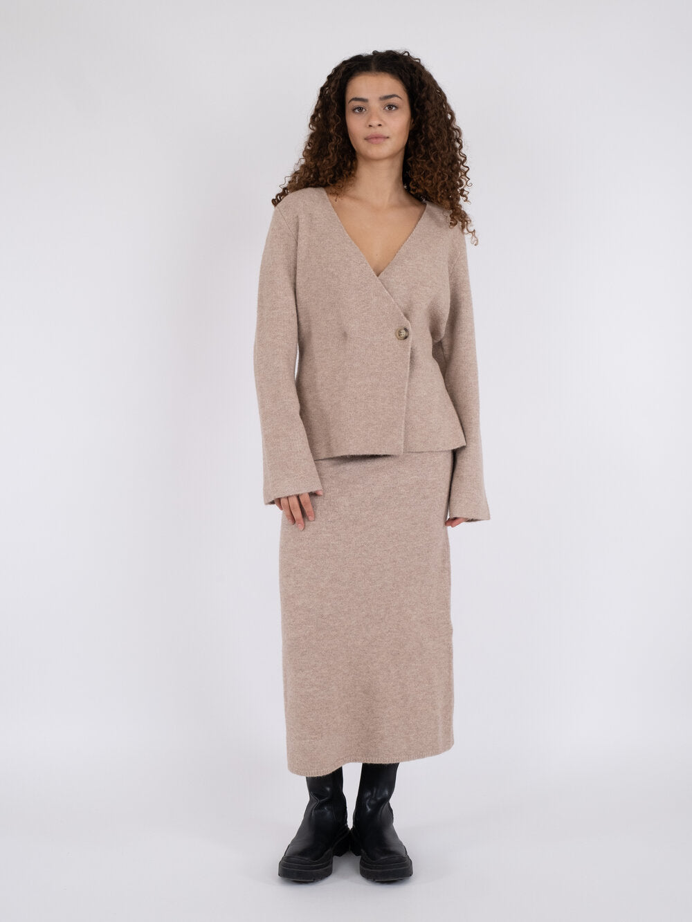 Neo Noir  Marie Louise strikket Cardigan - Sand Melange