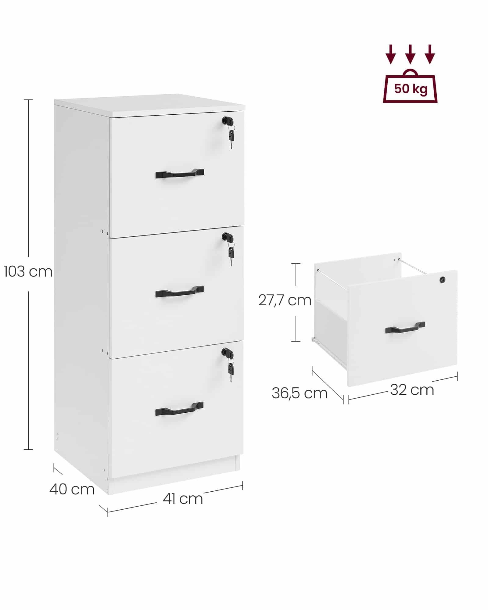 VASAGLE Aktenschrank mit mehreren abschließbaren Schubladen