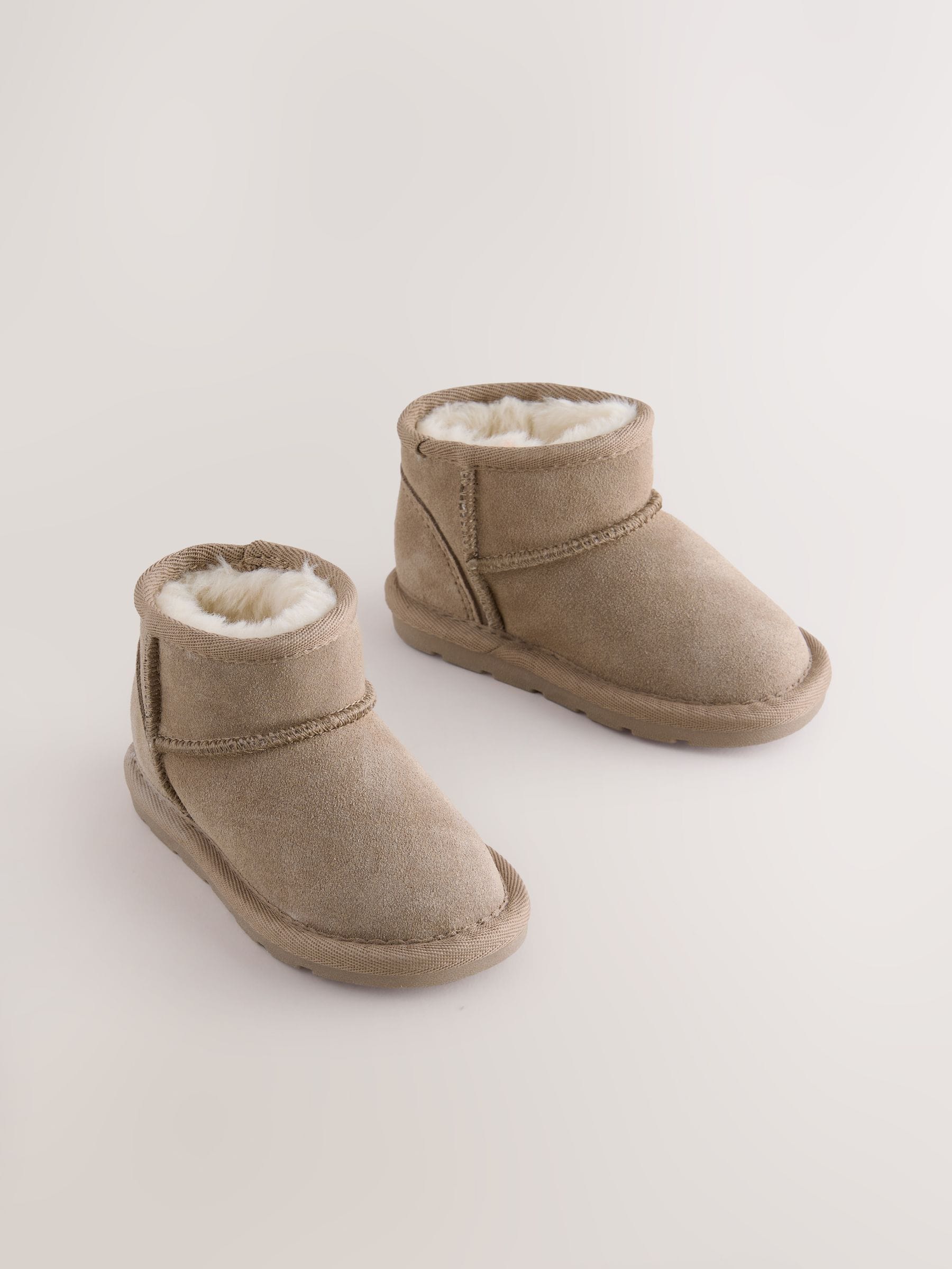 Taupe bruin - Laarzen van suède met warme voering