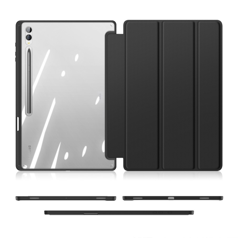 Samsung Galaxy Tab S10 Ultra Leder Tasche Smart Cover Schutzhülle - Schwarz