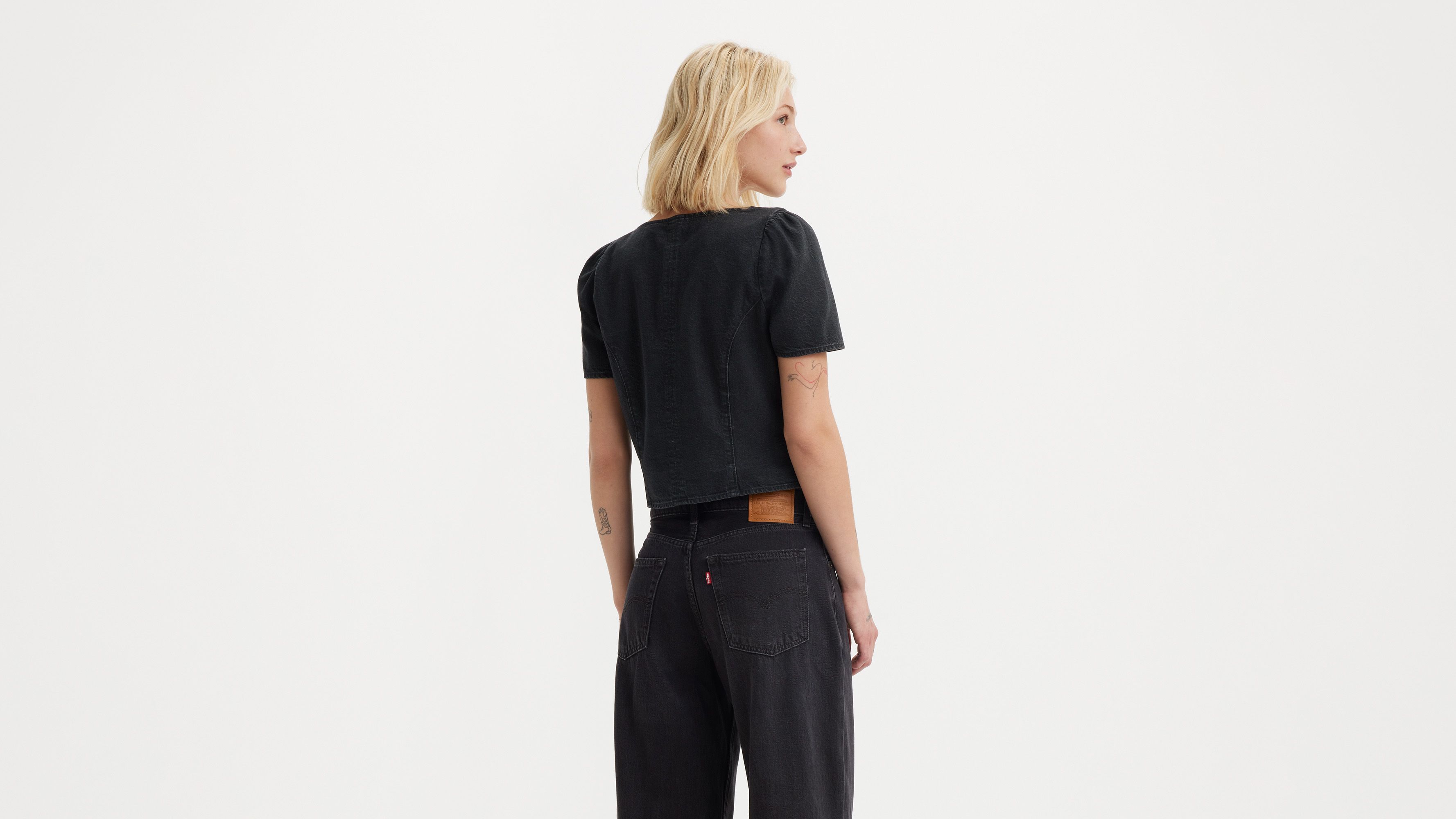 Pascale Short Sleeve Blouse - Dark Ages 3 - Noir