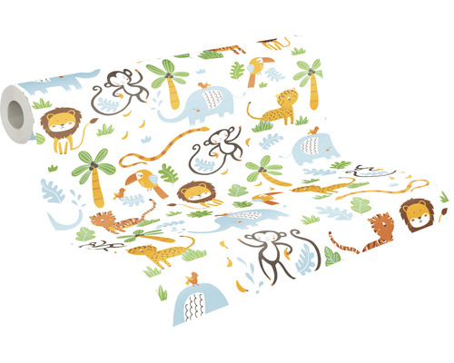 Vliesbehang 38115-2 Little Love Jungle Animals wit blauw geel