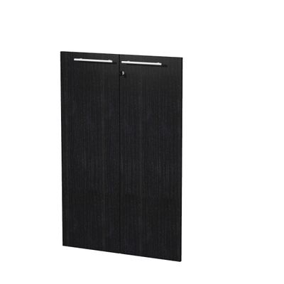 Jeu de 2 portes pleines - pour bibliothèque 3 étagères FLORA - L80 x H115,4 cm - imitation frêne noir