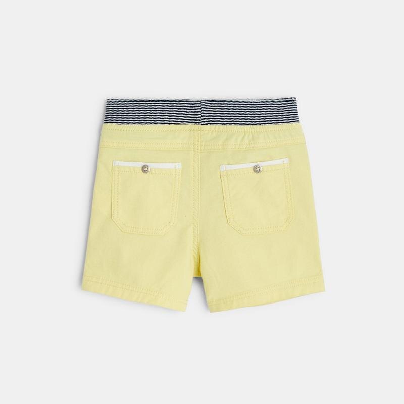 Short toile à ceinture élastiquée jaune bébé garçon Jaune