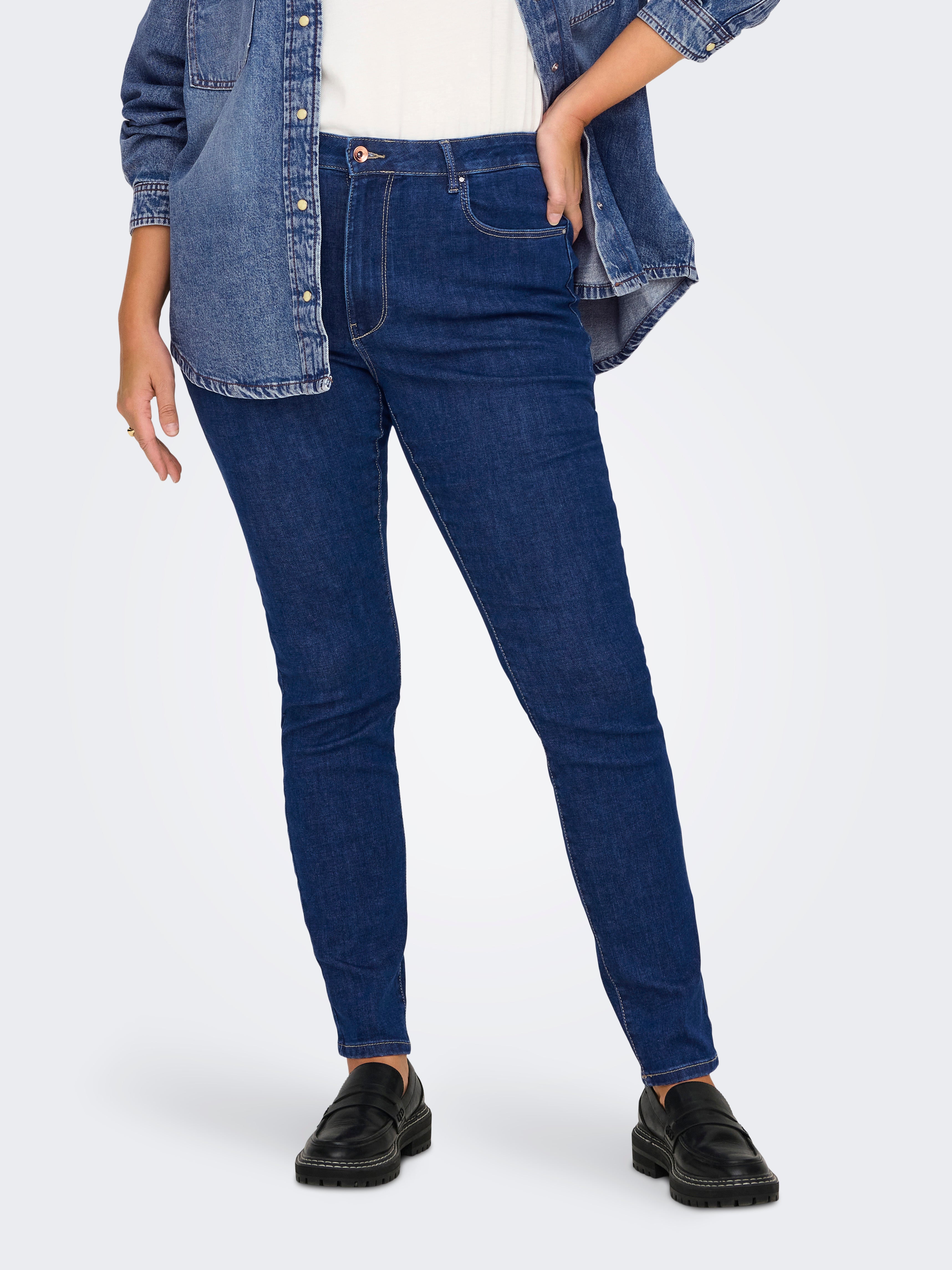 CARROSE Hohe Taille Skinny Fit Jeans Medium Blue Denim