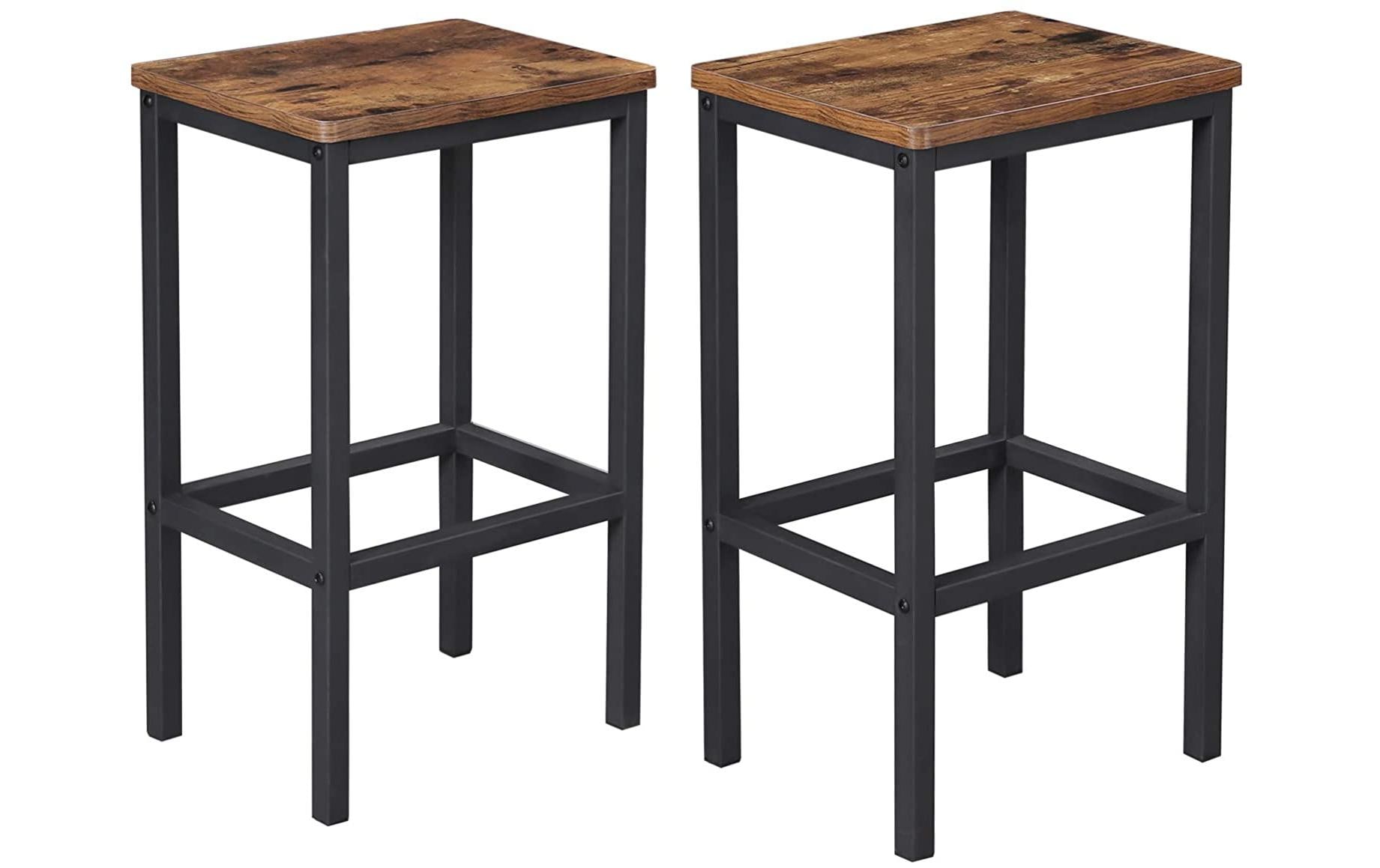 Barhocker eckig, 2er Set 40 x 65 cm, Braun/SchwarzBarstühle