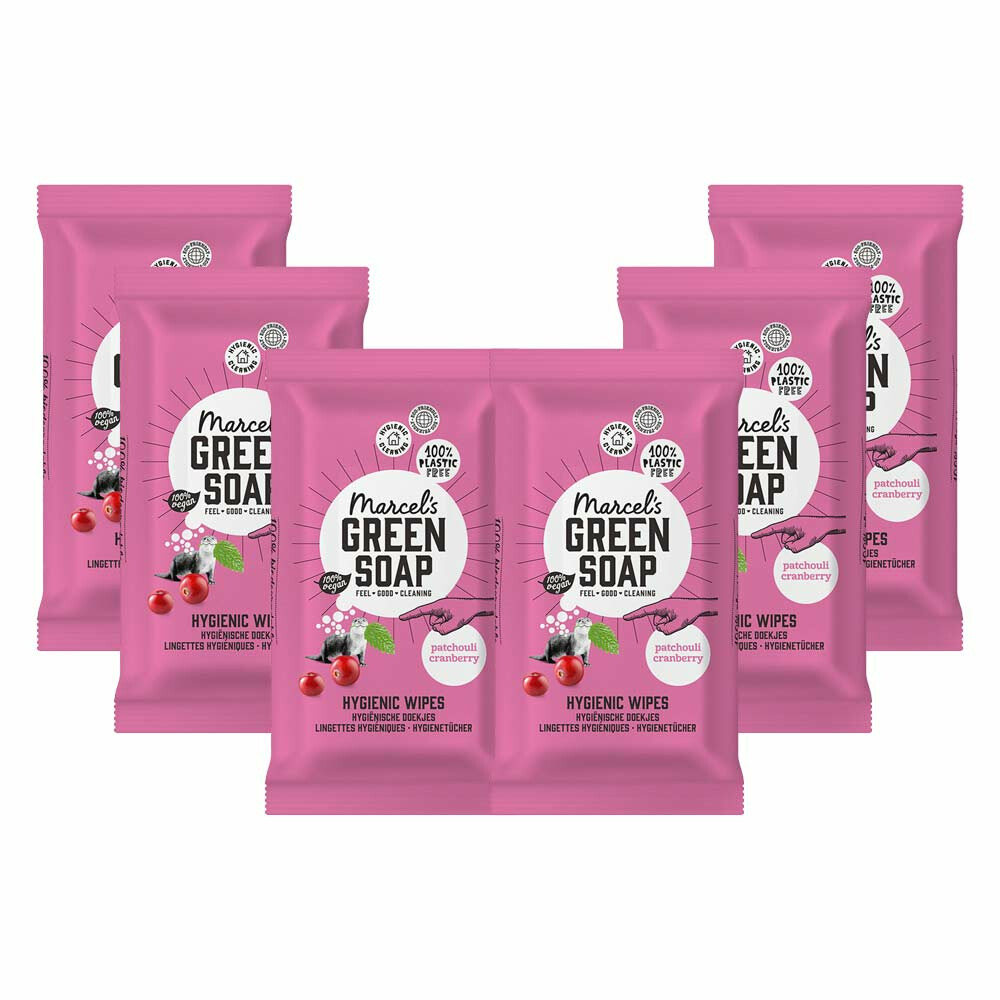 6x Marcel's Green Soap Schoonmaakdoekjes Patchouli & Cranberry60 stuks