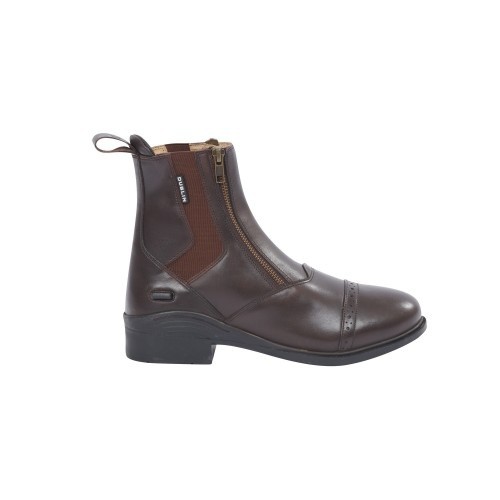 Botas de couro marrom com zíper duplo para adultos