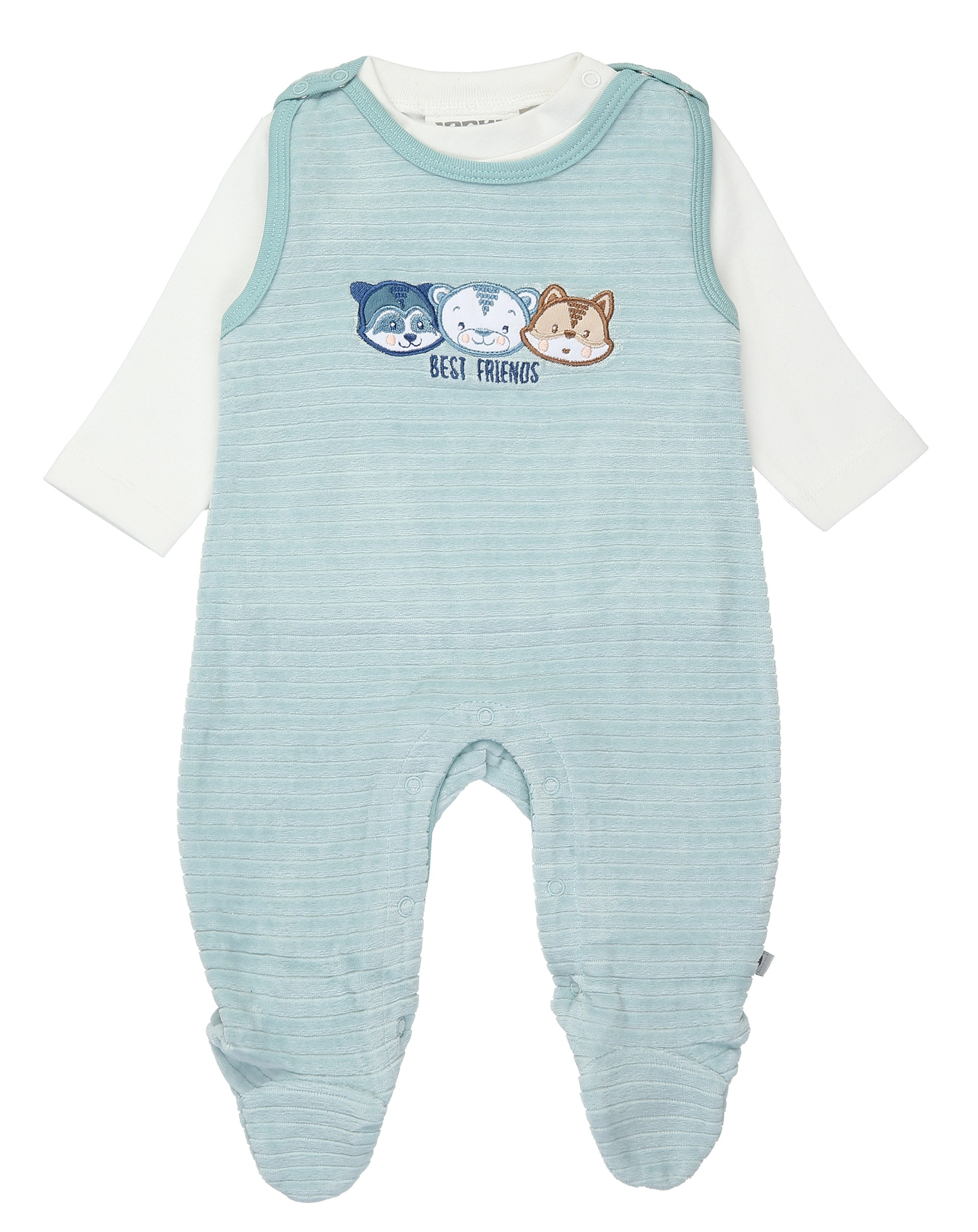 Nicki-Strampler BEST FRIENDS mit Langarmshirt in aqua/offwhite