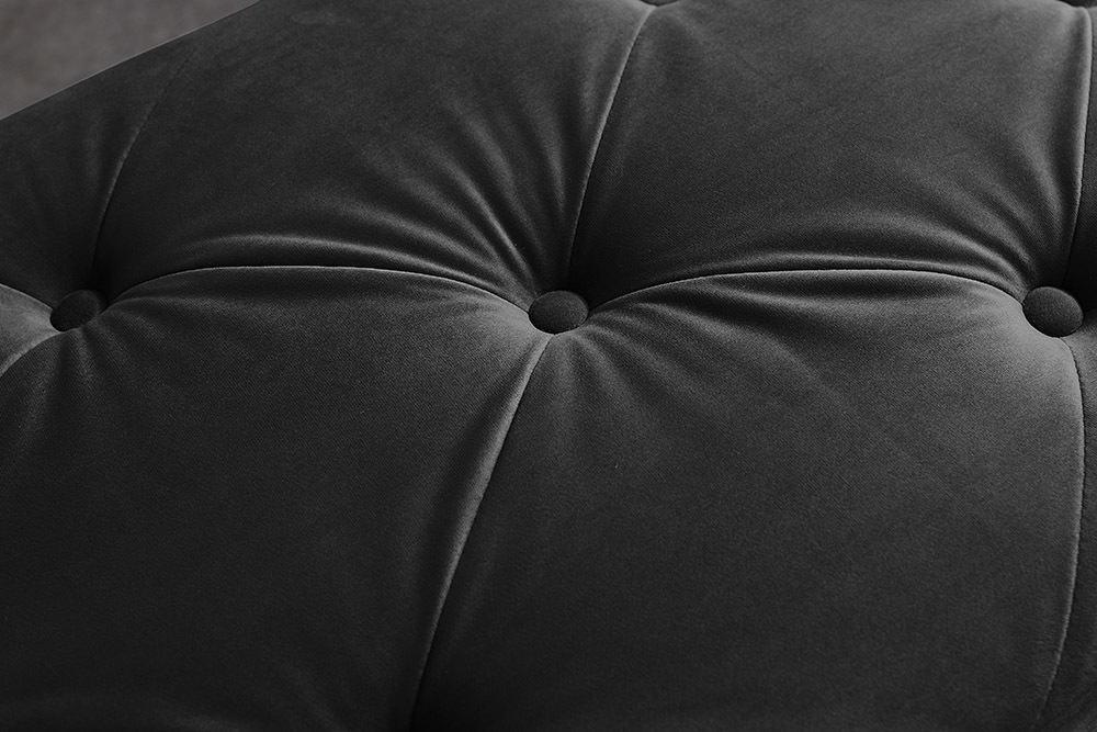 Chesterfield Bank MODERN BAROCK DELUXE 170cm schwarz Samt gold Edelstahl